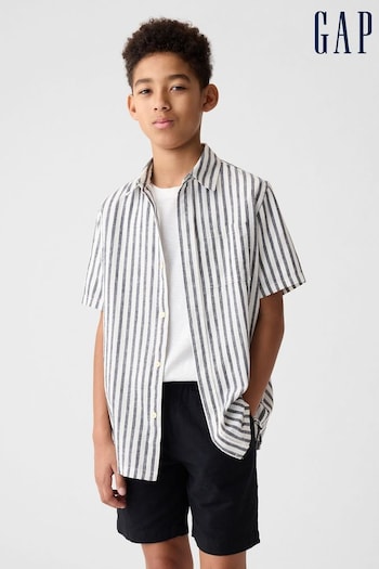 Gap Grey Short Sleeve Linen Cotton Shirt (4-13yrs) (K93840) | £18