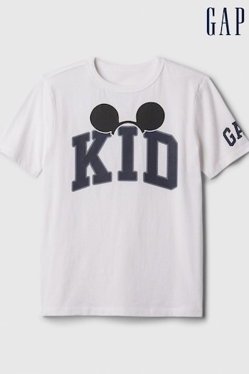 Gap White Cotton Disney Graphic Logo Short Sleeve Crew Neck T-Shirt (4-13yrs) (K93869) | £14