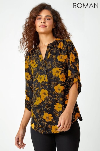 Roman Yellow Floral Print Jersey Tunics (K93998) | £30