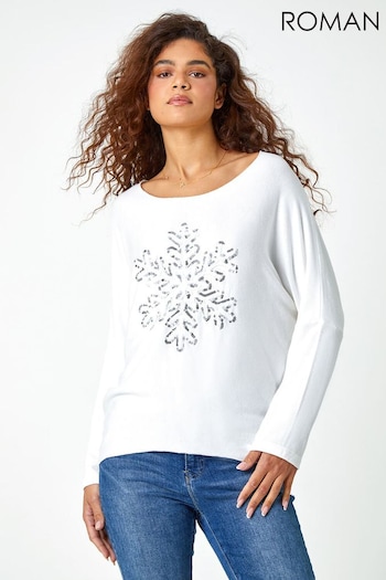 Roman White Snowflake Knitted Top (K94017) | £38