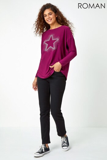 Roman Purple Sparkle Star Embellished Stretch Top (K94044) | £28