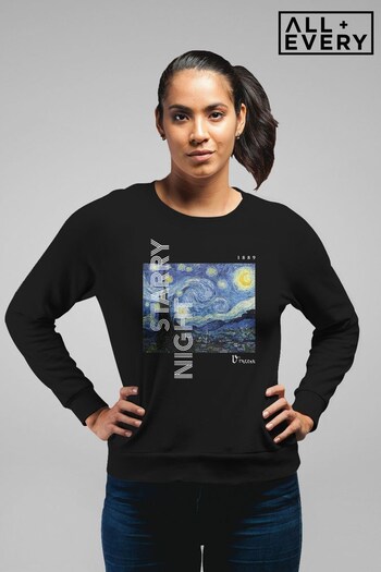 All + Every Black Starry Night Van Gogh Womens Sweatshirt (K94085) | £36