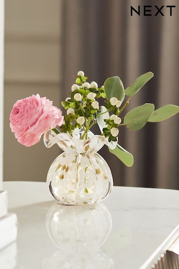 White/Gold White and Gold Glass Mini Confetti Flower Vase (K94101) | £12