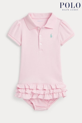 Polo Ralph Lauren Baby Pink Ruffle Dress (K94130) | £79