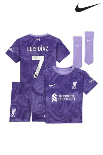 Nike elite Purple Mini Liverpool Third Stadium Kit T-Shirt 2023-24 Infants (K94208) | £68