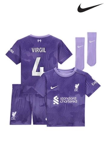 Nike elite Purple Mini Liverpool Third Stadium Kit T-Shirt 2023-24 Infants (K94240) | £68