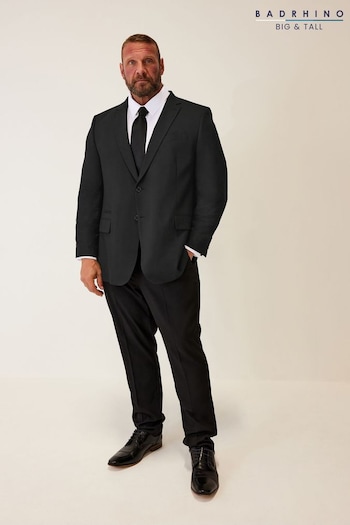 BadRhino Big & Tall Black Plain Suit Jacquard Trousers (K94274) | £34