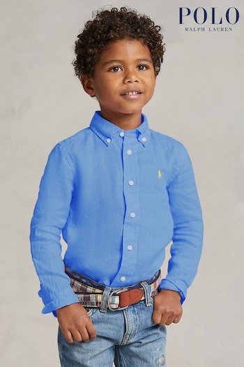 Polo Ralph Lauren Boys Linen Long Sleeve Shirt (K94375) | £79 - £89