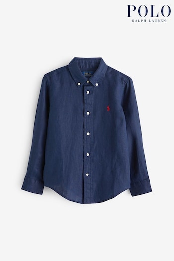 Polo Nearshore Ralph Lauren Boys Linen Long Sleeve Shirt (K94378) | £79 - £89