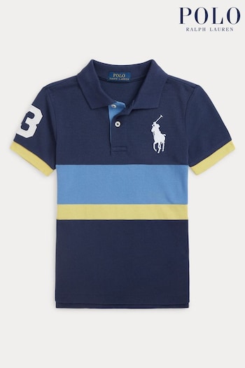 Polo Ralph Lauren Boys Navy Big Pony Cotton Mind Polo Shirt (K94390) | £75 - £79