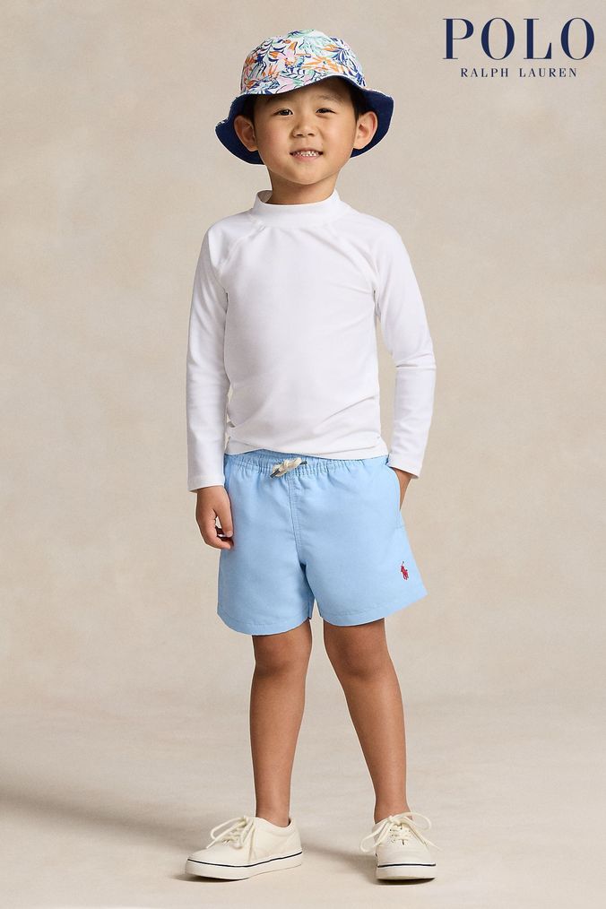 Toddler boy polo swim trunks top