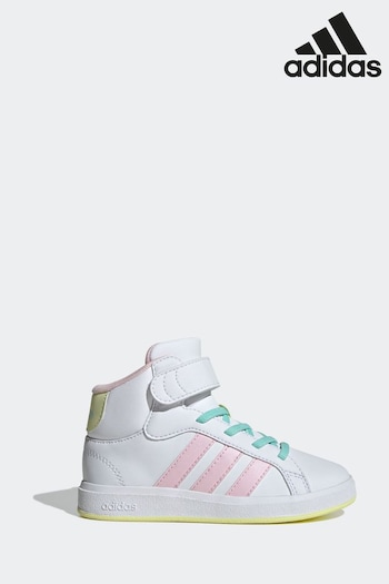 adidas White Kids Grand Court Mid Shoes (K94508) | £35