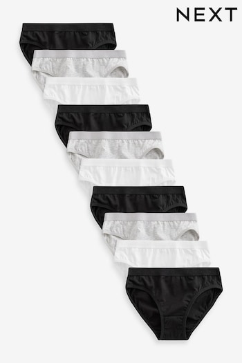 Monochrome Bikini Briefs 10 Pack (5-16yrs) (K94741) | £12 - £19