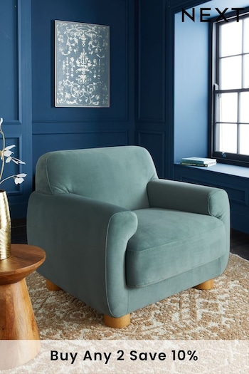 Soft Velvet Slate Teal Blue Jude Accent Chair (K95666) | £475