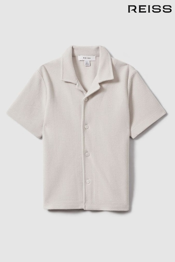 Reiss Silver Gerrard Teen Textured Cotton Cuban Collar Shirt (K95867) | £36
