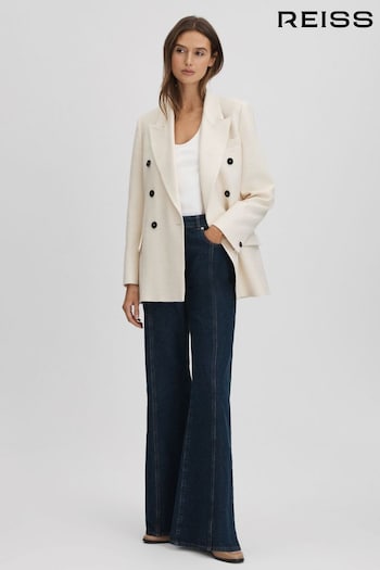 Reiss White Bronte Textured Double Breasted Blazer (K95883) | £368