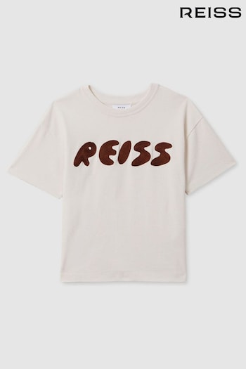 Reiss Ecru Sands Teen Cotton Crew Neck Motif T-Shirt (K95891) | £24