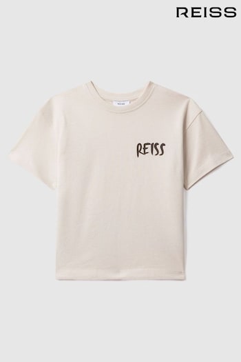 Reiss Ecru Abbott Teen Cotton Motif T-Shirt (K95936) | £24