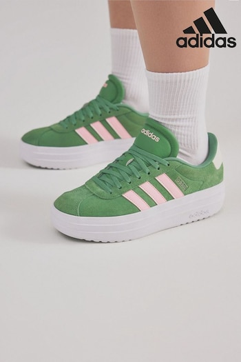 adidas worn Green Vl Court Bold Trainers (K95979) | £70