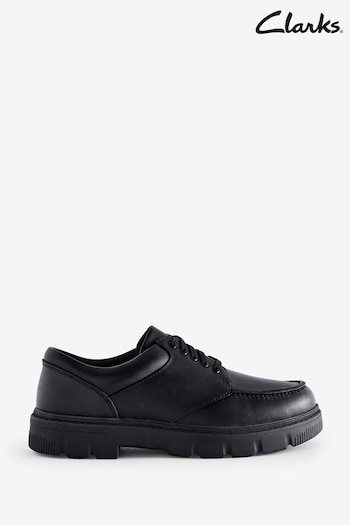 Clarks Black Leather Lorcam Edge Y Shoes (K96041) | £52 - £56