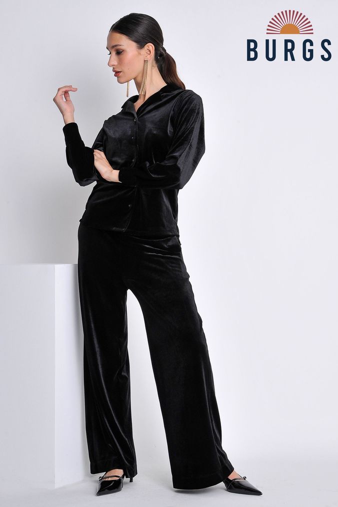 I Saw It First | Textured Velvet Straight Leg Trousers | Studio