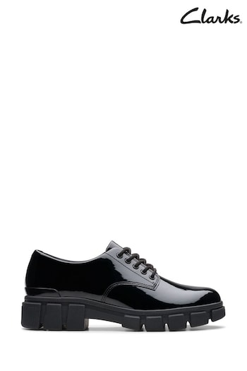 Clarks Black Pat Evyn Lace Y Shoes (K96218) | £52 - £54