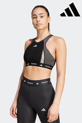 adidas Black Tech Fit Power Impact Medium Support Bra (K96693) | £40