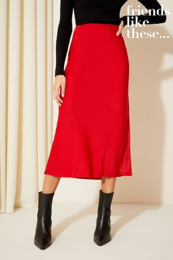 Baby Girls 0mths- 2yrs Bright Red Satin Bias Midi Skirt (K96825) | £30