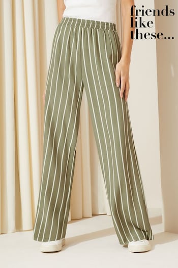 Friends Like These Khaki Green Wide Leg Woven Co Ord Trousers (K96840) | £35