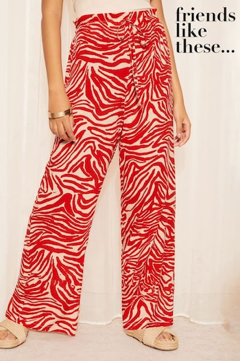Wedding Guest Dresses Red Petite Paperbag Woven Wide Leg Trousers (K96885) | £32