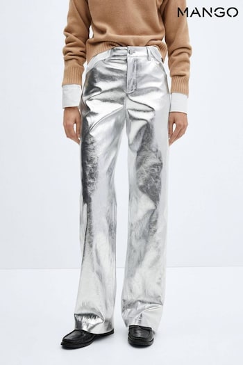 Mango Metallic Leather Effect Trousers (K96978) | £50