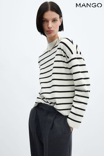 Mango Striped Perkins Collar Black/White Sweater (K96994) | £36