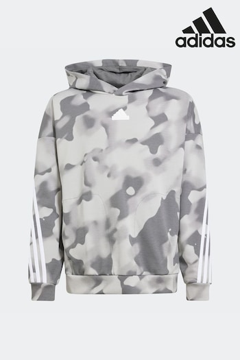 adidas Grey Kids Future Icons Camo Printed Hoodie (K97084) | £38