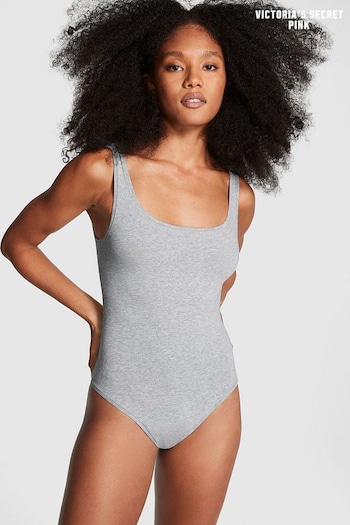 Victoria's Secret PINK Medium Heather Grey Cotton Bodysuit (K97336) | £20