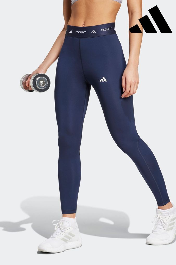 Buy Women s Adidas Blue Leggings Online Next UK