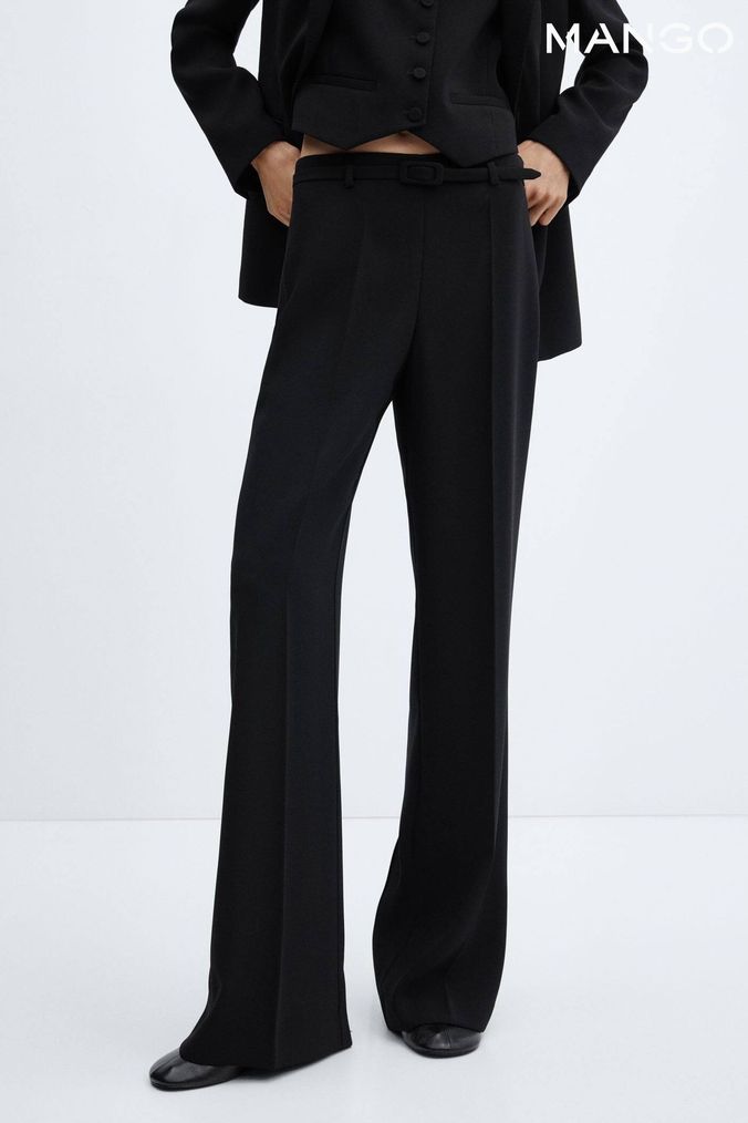 Buy Women s Mango Black Wide Leg Trousers Online Next UK
