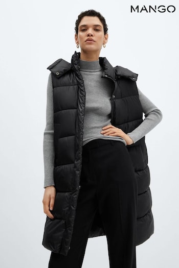 Mango Quilted Black Gilet With Hood (K97684) | £80