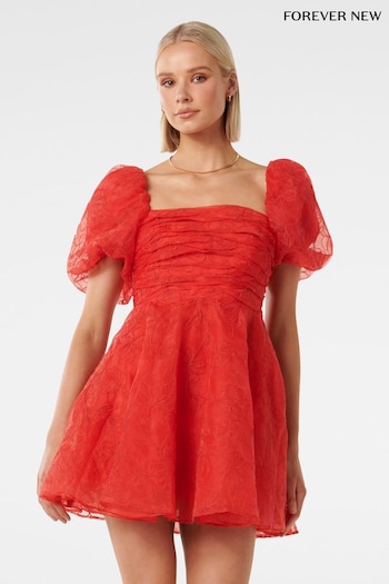 Forever New Red Cody Embroidered Skater Mini Dress (K97707) | £120