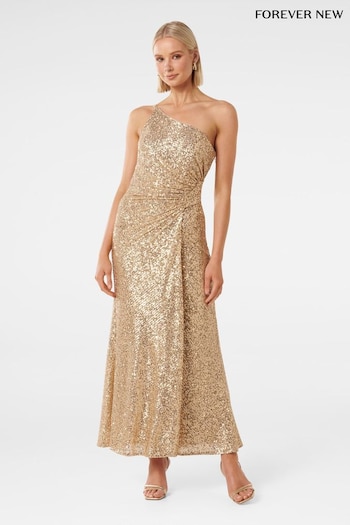 Forever New Gold Carolyn Sequin Asymmetrical Gown (K97710) | £150