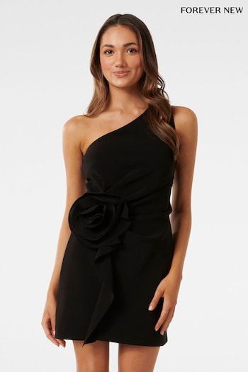 Forever New Black Arabella Petite Rosette Mini Dress (K97712) | £110