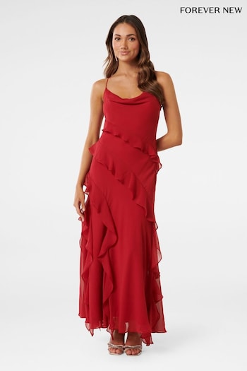Forever New Red Peta Petite Ruffle Dress (K97723) | £110
