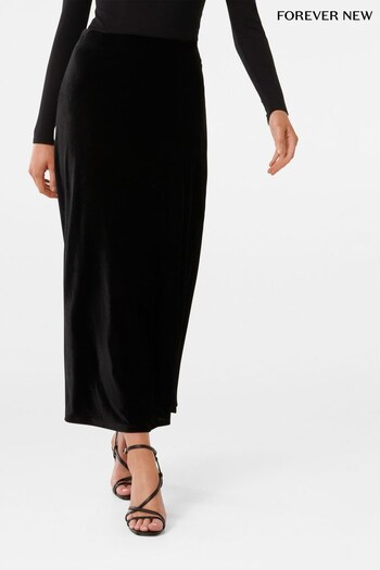 Forever New Black Sally Velvet Maxi Skirt (K97726) | £60