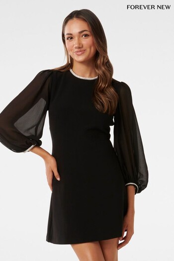 Forever New Black Monica Petite Shift Mini Dress (K97727) | £110