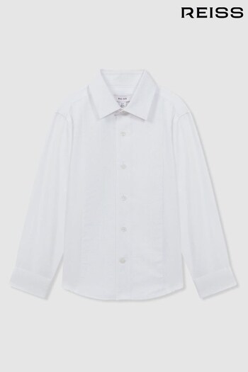 Reiss White Marcel Slim Fit Textured Bib Dinner Shirt (K97774) | £44