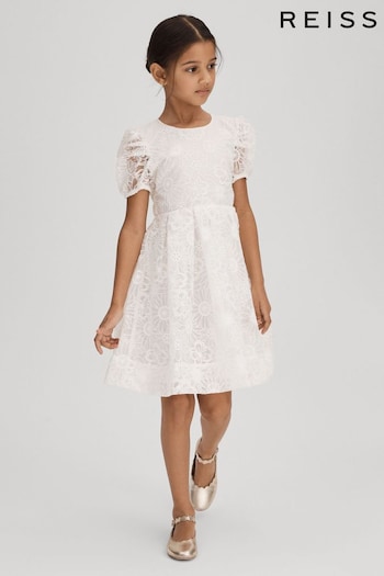 Reiss Ivory Emelie Senior Lace Puff Sleeve Detail Dress (K97833) | £86