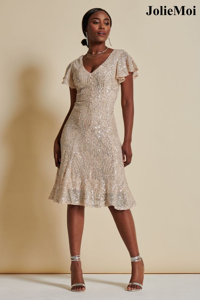 Glitter dress knee length sale