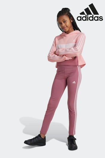 adidas Pink Dark Kids Sportswear Tiberio 3-Stripes Colorblock Fleece Leggings Set (K98324) | £45