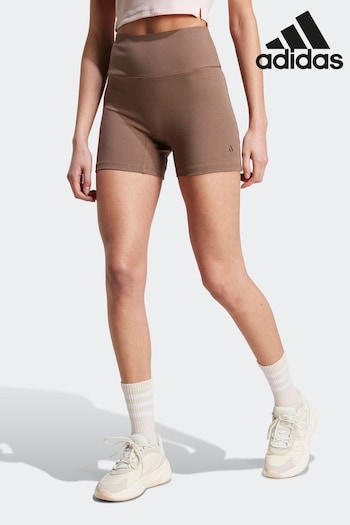 adidas Brown Lounge Rib High-Waisted Bike Shorts (K98330) | £28