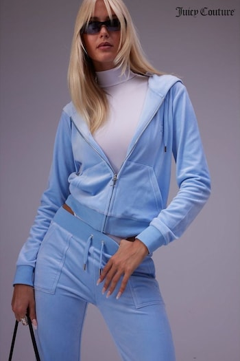 Juicy Couture Womens Zip Through Velour Robertson Zip Up Hoodie (K98406) | £95