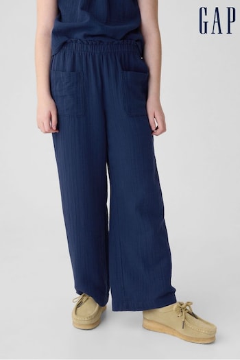 Gap Blue Crinkle Cotton Wide Leg Trousers (K98576) | £20